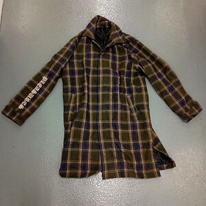 pleasure now wool green / blue plaid jacket LG RN 152876